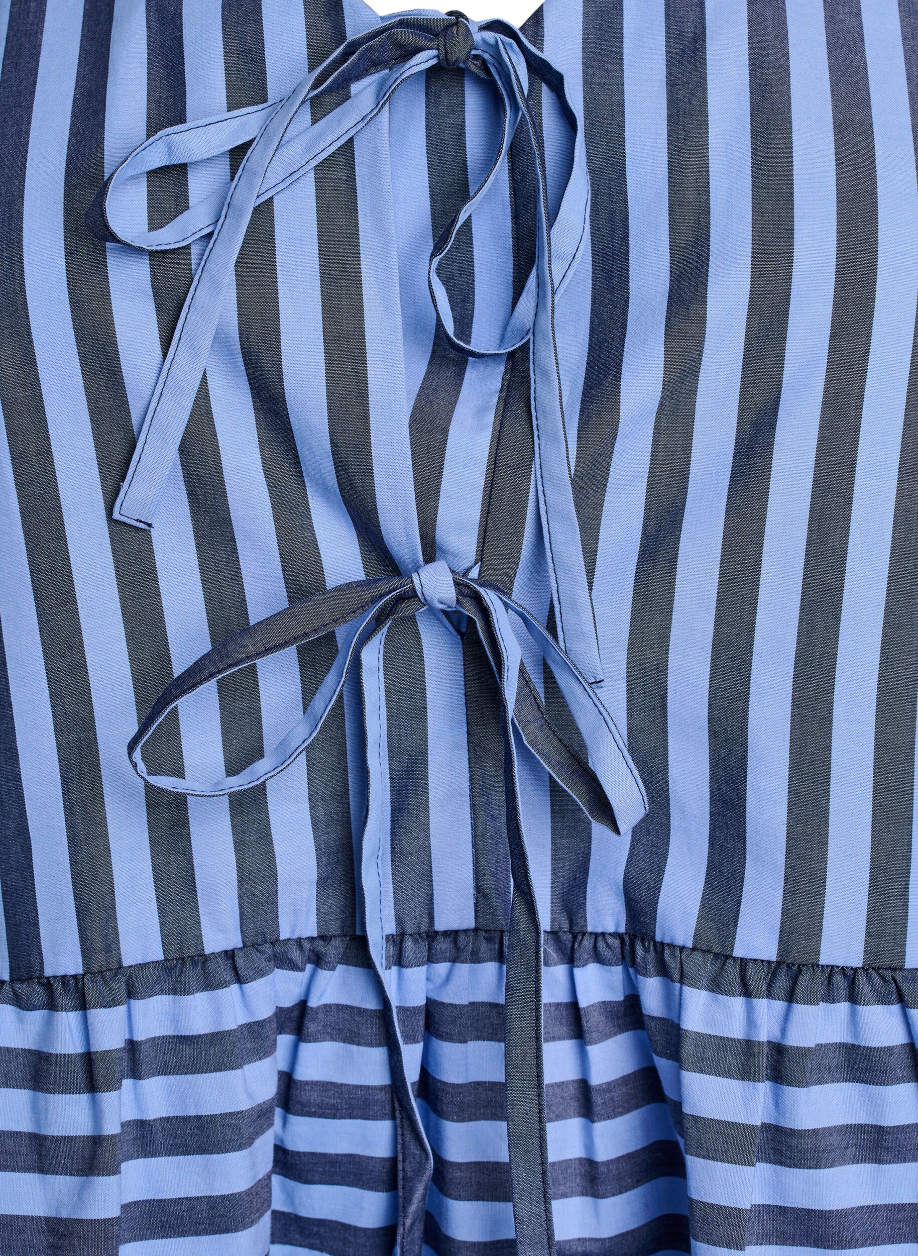 Zizzifashion Blouse with stripes and bows, Blue, Packshot image number 2