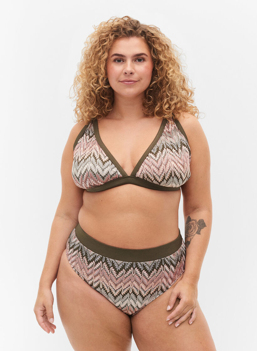 Patterned bikini tai bottoms with a high waist, Beech AOP, Model image number 0