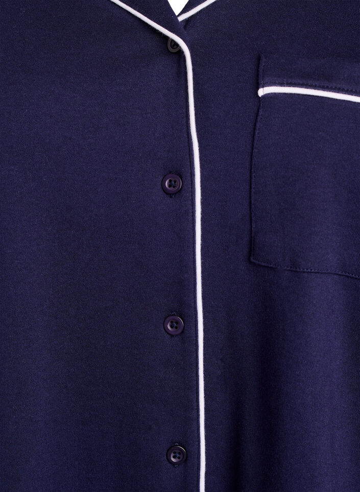 Cotton pyjama shirt with chest pocket, Blue, Packshot image number 2