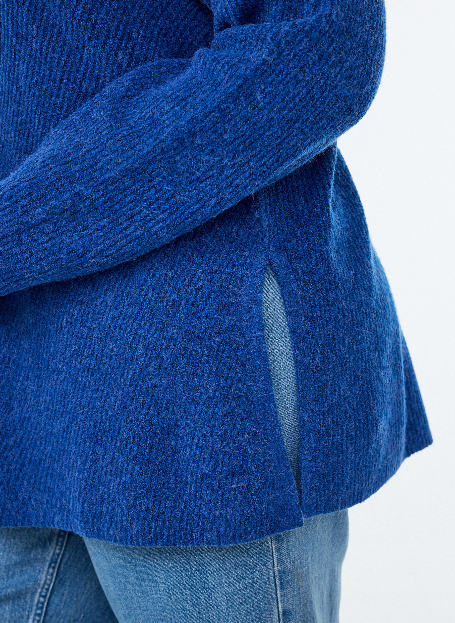 ZizzifashionKnitted jumper with a diagonal pattern and raglan sleeves, Blue, Model image number 3