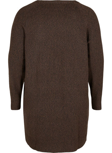 Long-sleeved, marled knitted dress with rounded neckline, Rocky Road Mel., Packshot image number 1