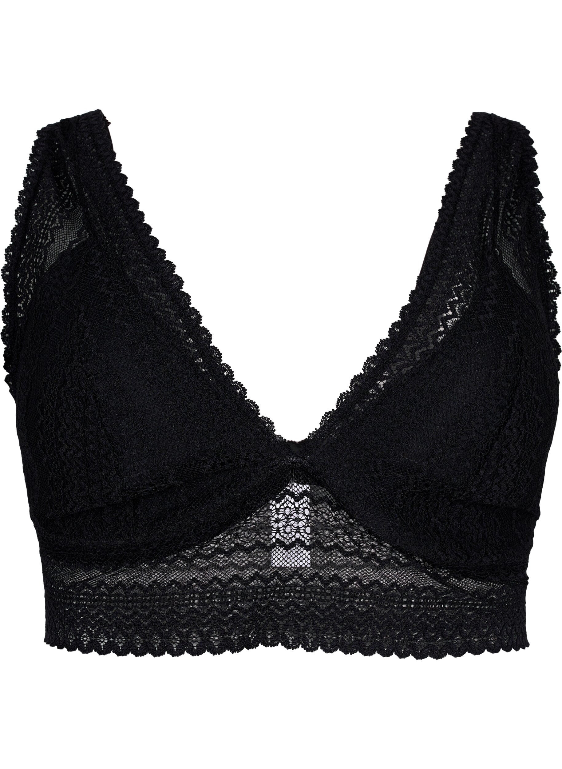 Zizzifashion Lace bra with soft padding, Black, Packshot image number 0