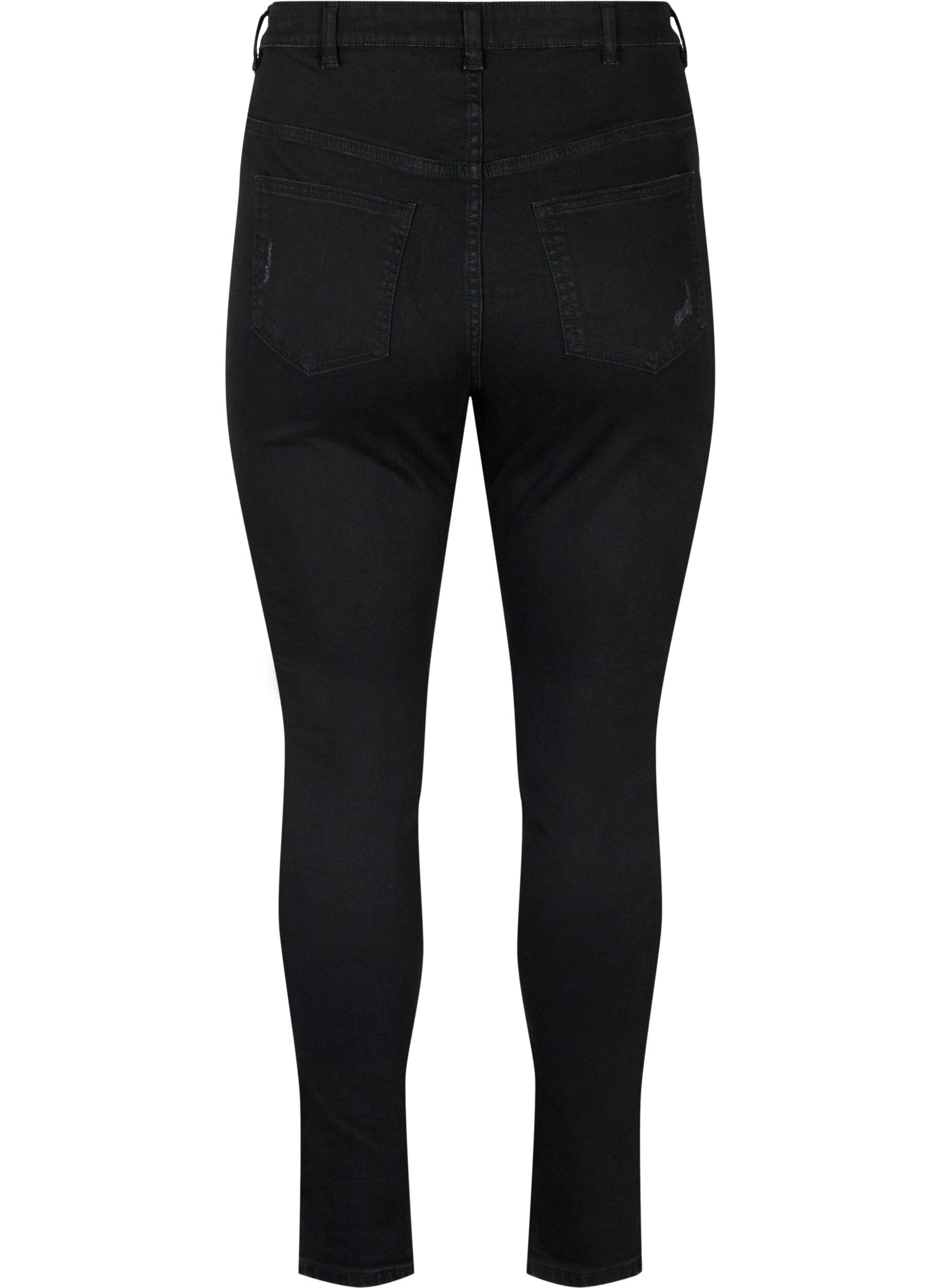 Zizzifashion Tight-fitting jeans with rip details, Black, Packshot image number 1