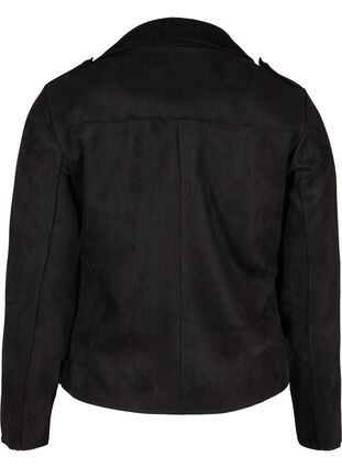 Short jacket in faux suede, Black, Packshot image number 1