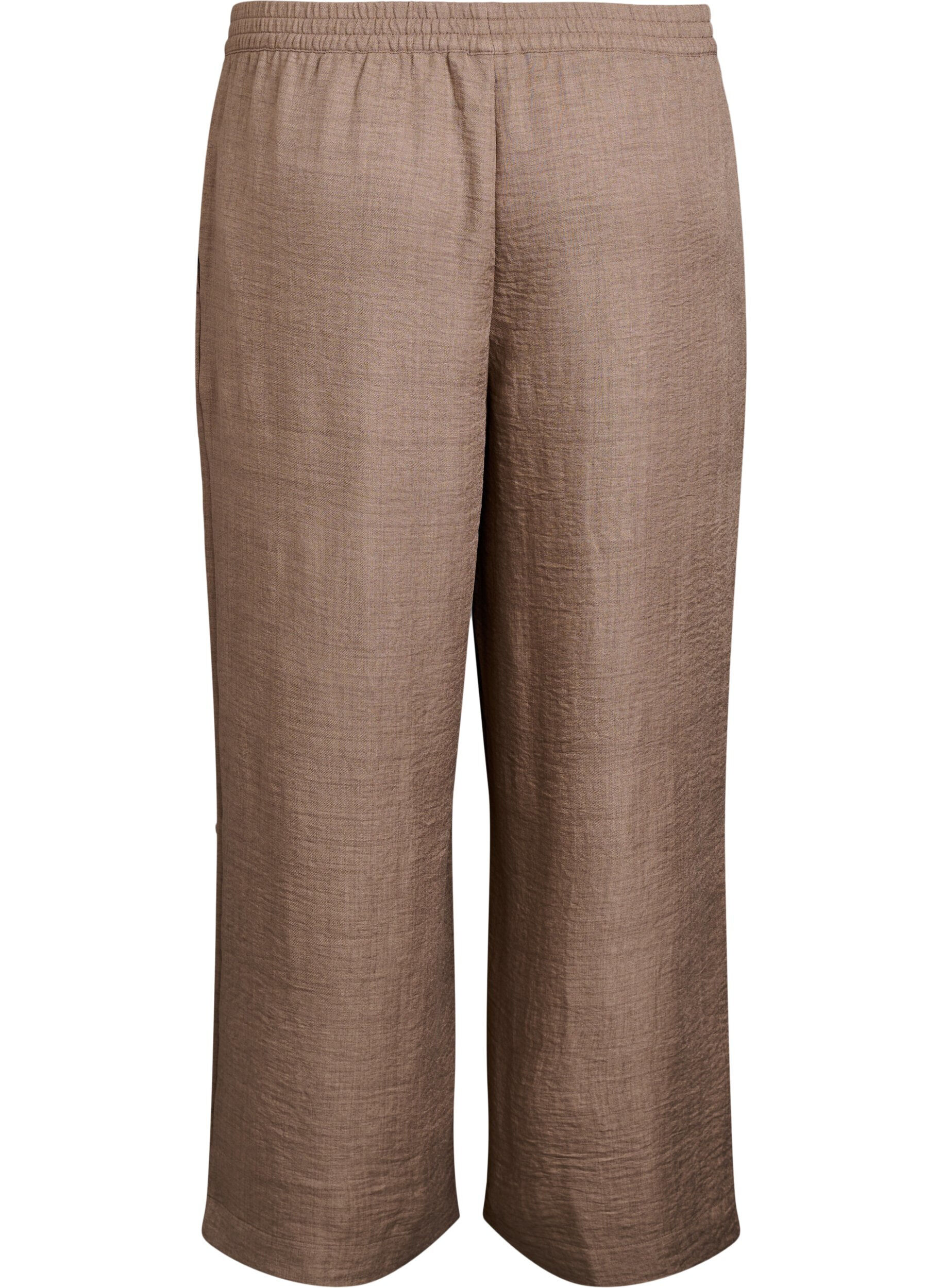 Zizzifashion Loose trousers with elasticated waistband and pockets, Brown, Packshot image number 1