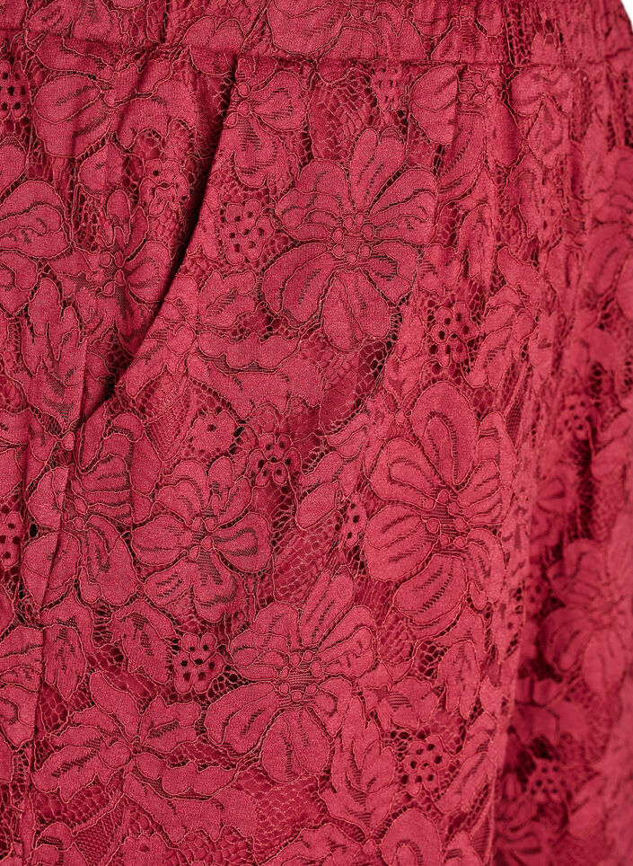 Lace trousers with a high waist and pockets, Dark Bordeaux, Packshot image number 2