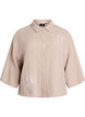 Cotton muslin shirt with embroidered details, Beige, Packshot image number 0