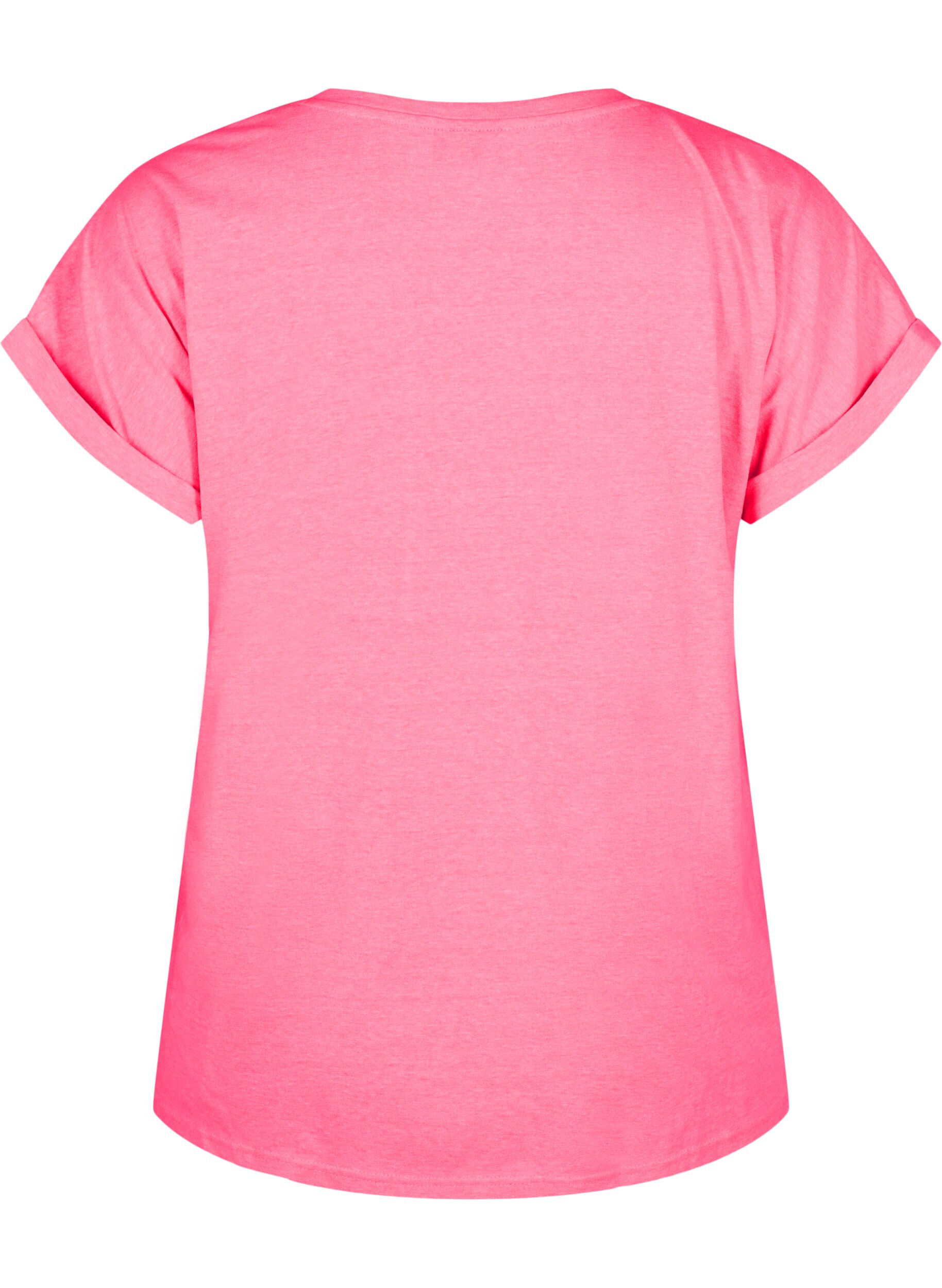 Zizzifashion Neon colored cotton t-shirt, Pink, Packshot image number 1