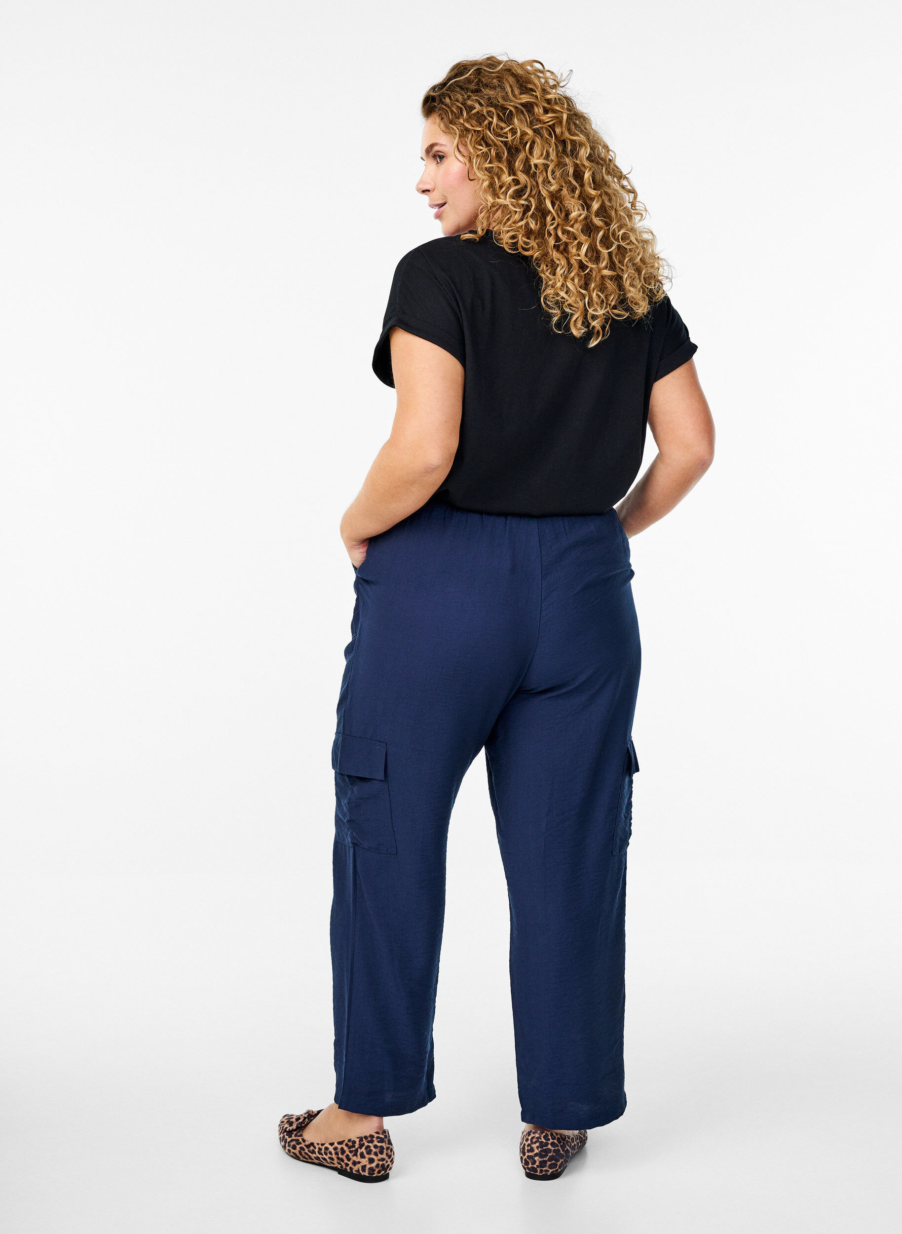 Zizzifashion High-waisted cargo trousers, Blue, Model image number 1