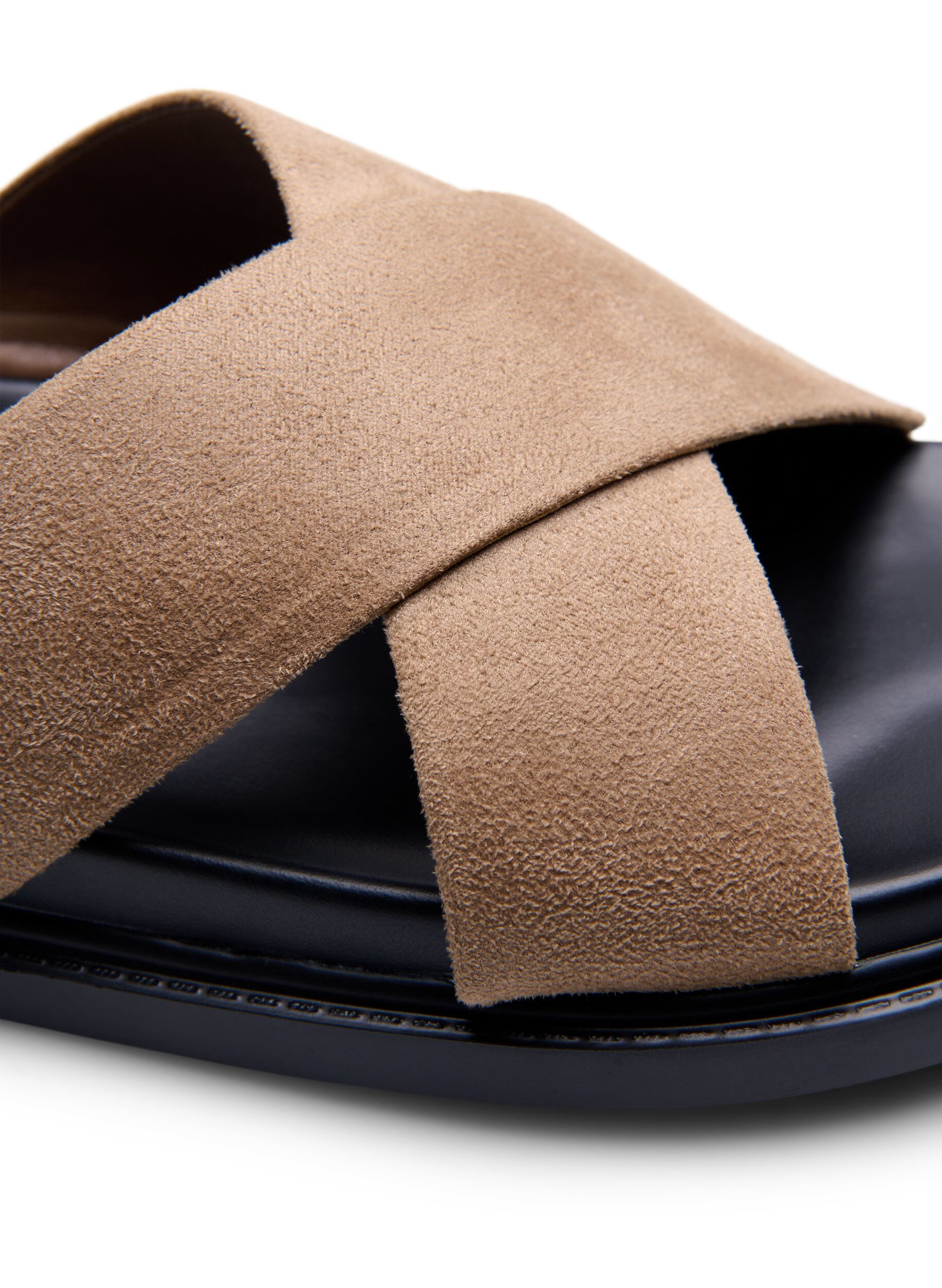 Zizzifashion Faux suede sandal with cross straps, Woodsmoke, Packshot image number 3