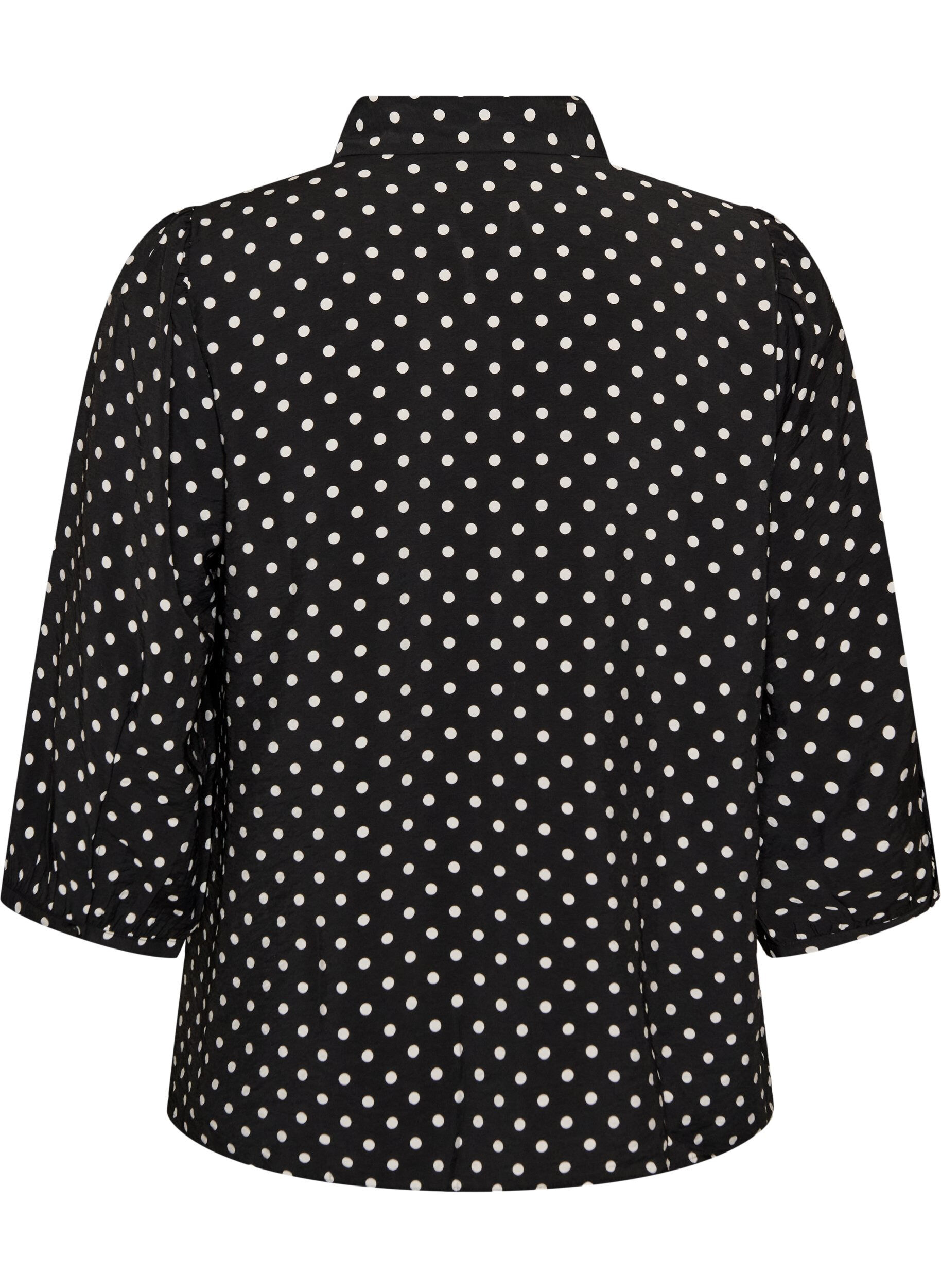 ZizzifashionShirt with dotted pattern and 3/4 sleeves, Black, Packshot image number 1