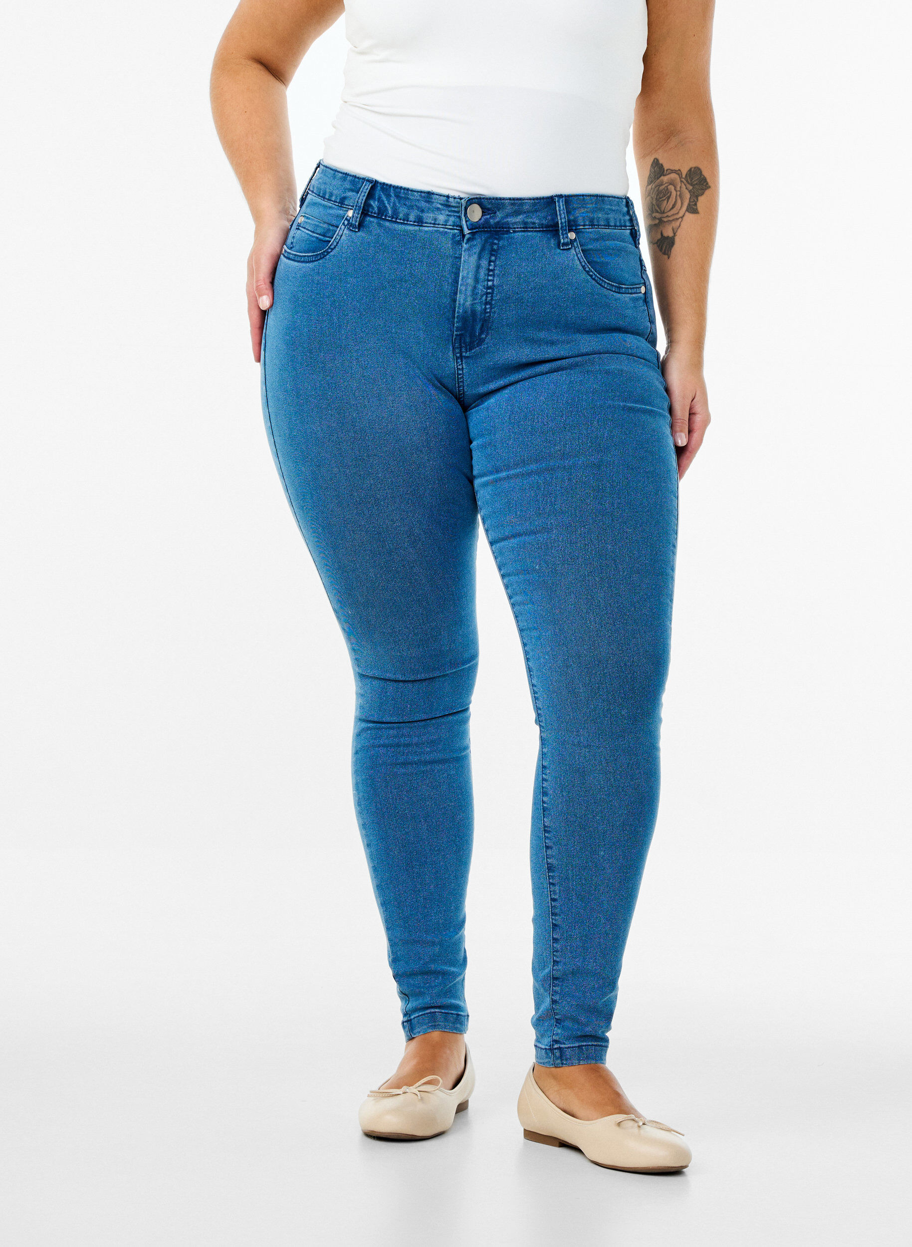 Zizzifashion High-waisted super slim Amy jeans , Blue, Model image number 2