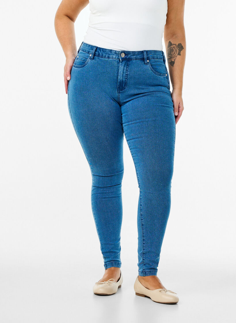 High-waisted super slim Amy jeans , Blue, Model image number 2