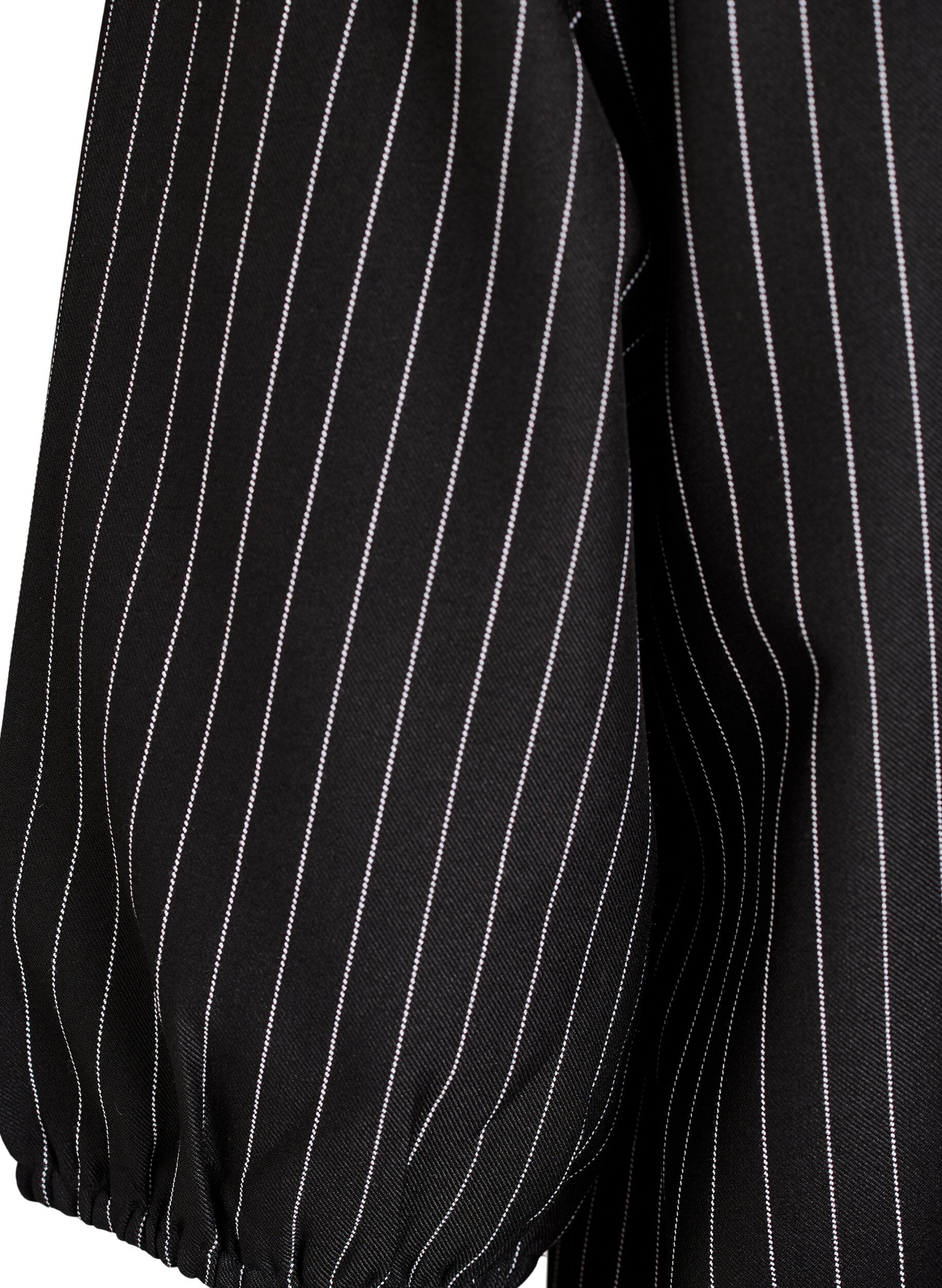 Zizzifashion Short A-line dress with pinstripes and a ruffle hem, Black, Packshot image number 3