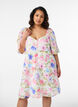 Floral empire line dress with a wide V-neck, White, Model image number 0
