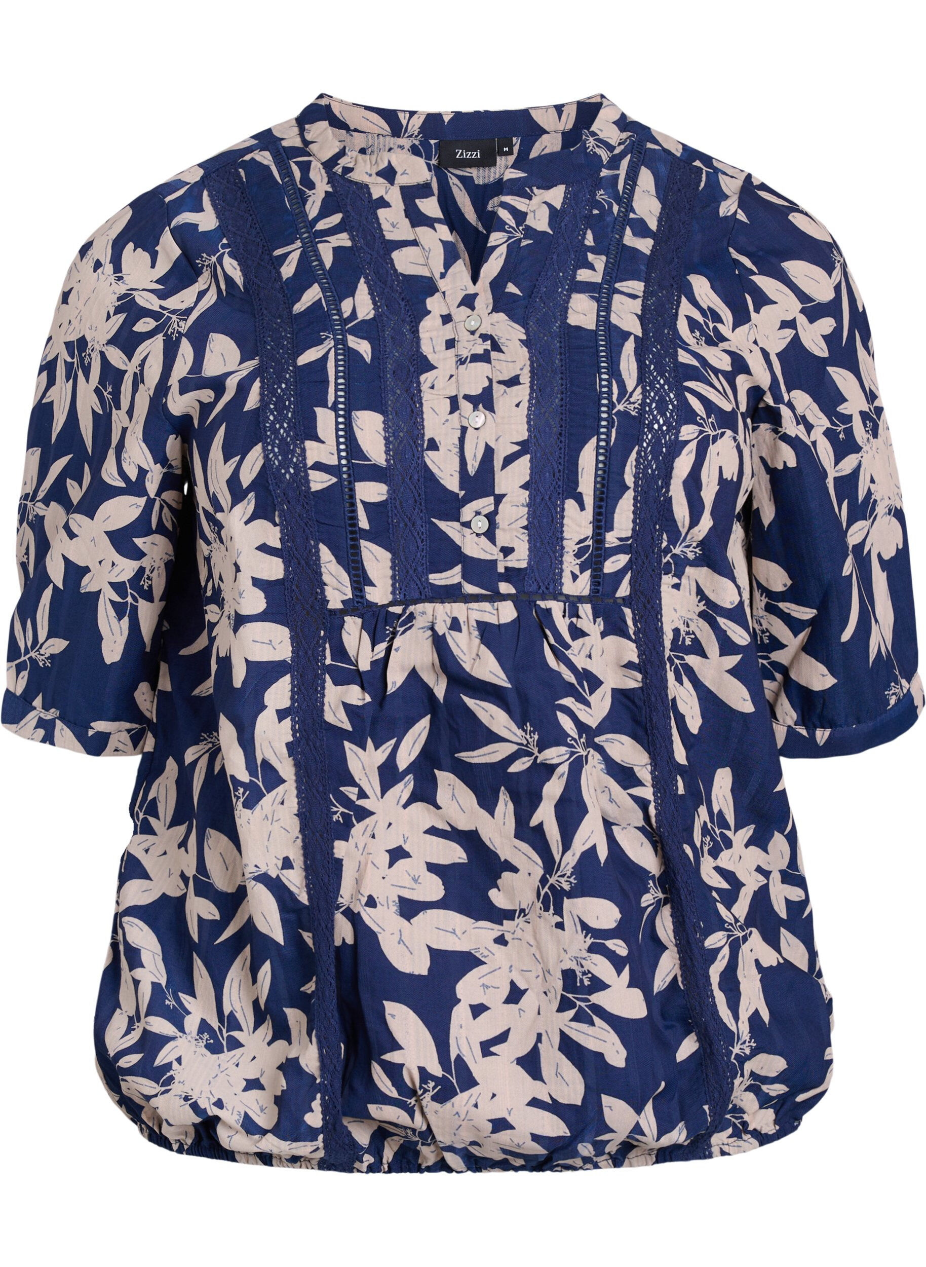 ZizzifashionBlouse with print and 1/2 sleeves, Blue, Packshot image number 0