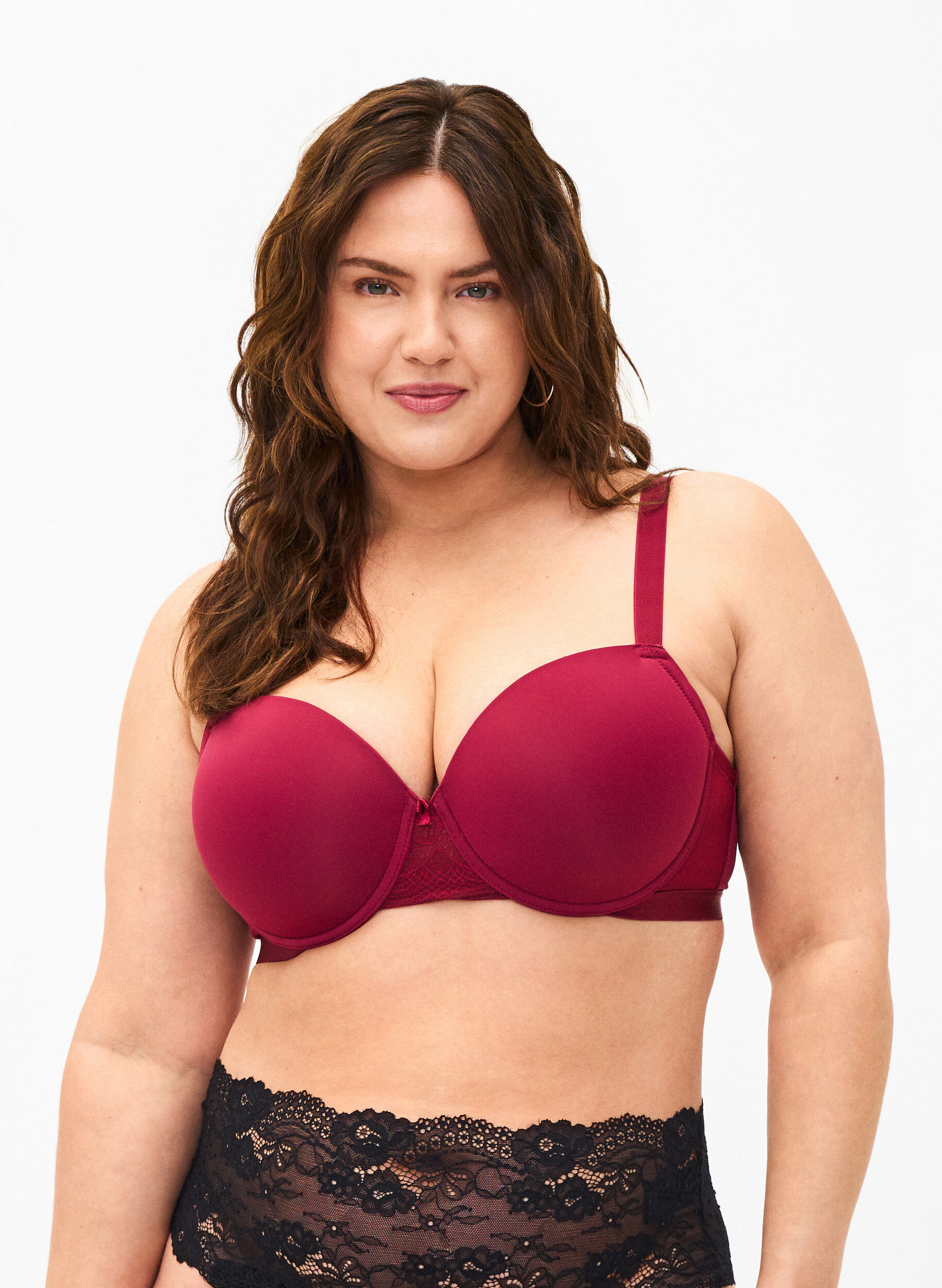 Zizzifashion Moulded bra with mesh, Red, Model image number 0