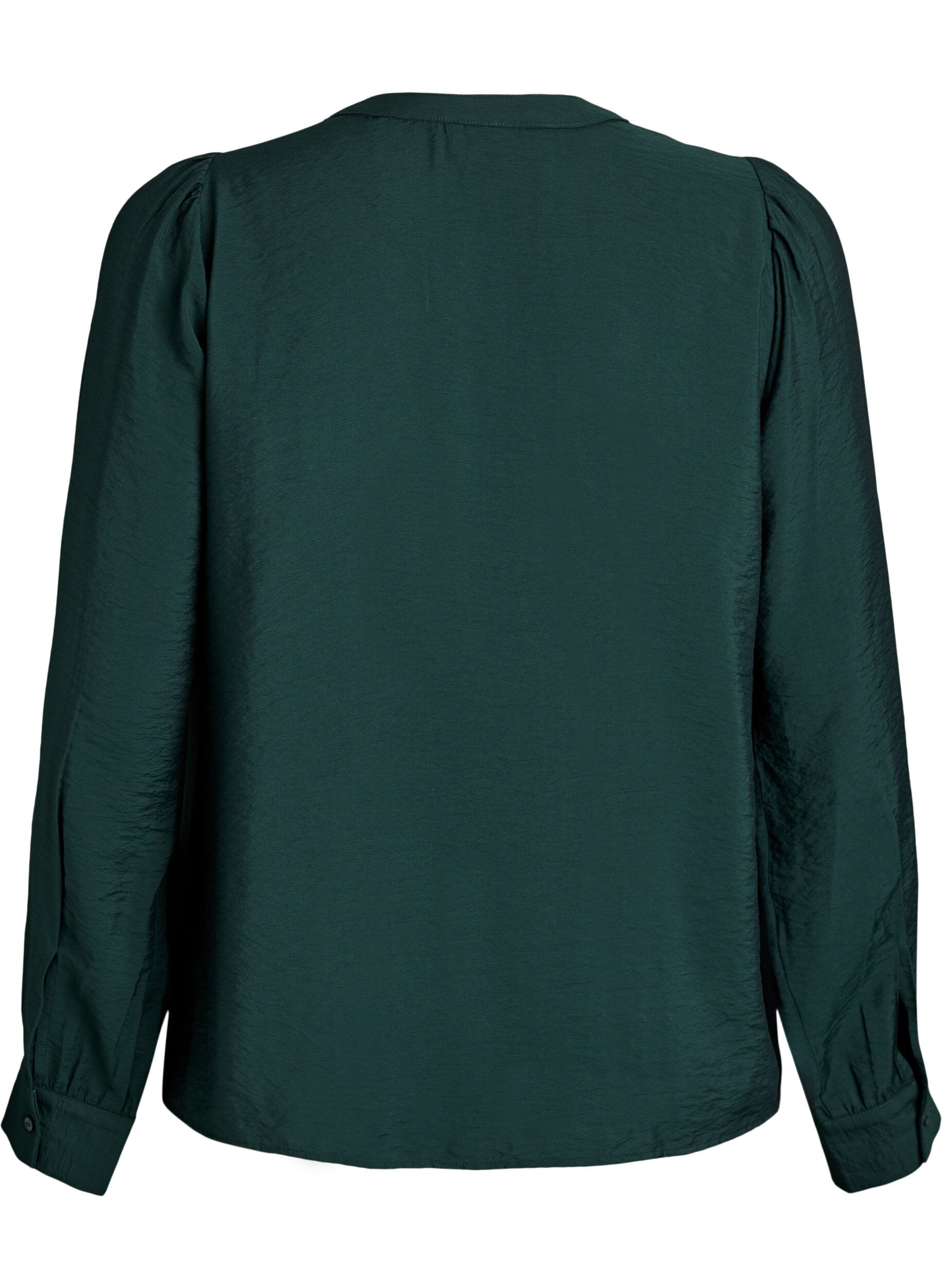 Zizzifashion Blouse with V-neck and embroidered bands, Green, Packshot image number 1