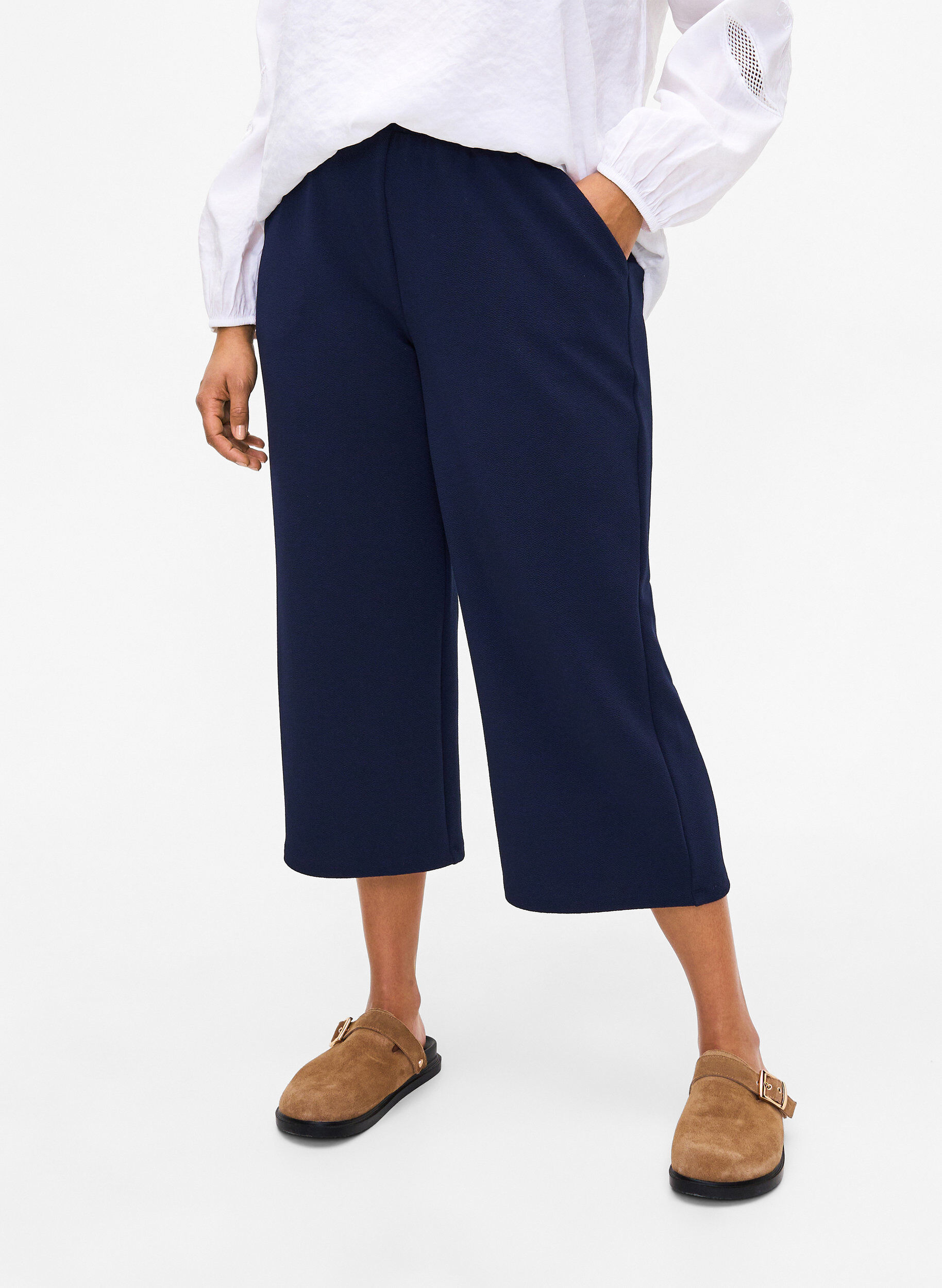 Zizzifashion Loose trousers with 7/8 length, Blue, Model image number 2