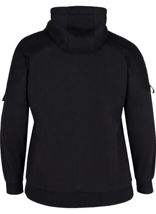 Sweatshirt with hood and zipper, Black White, Packshot image number 1