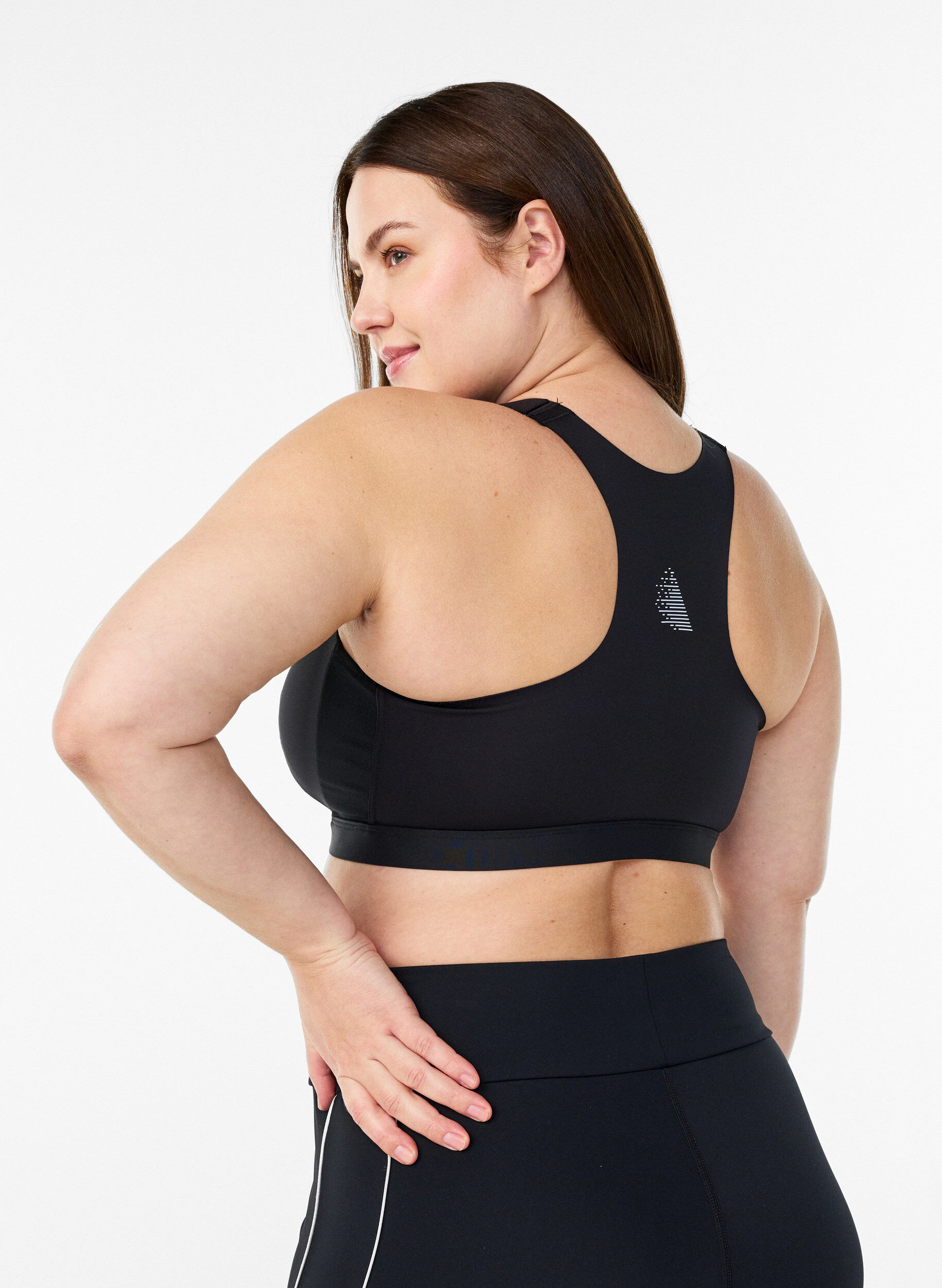 ZizzifashionSports bra with a front closure and high support, Black, Model image number 2