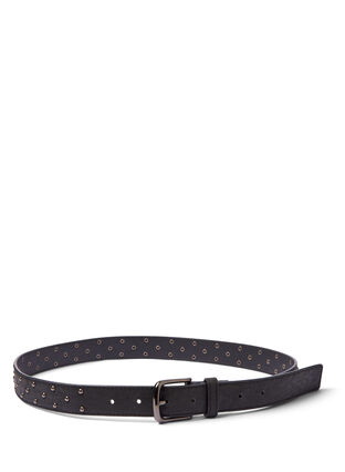 Faux leather belt with studs, Black, Packshot image number 1