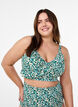 Floral bikini top with ruffle details, Green, Model image number 0