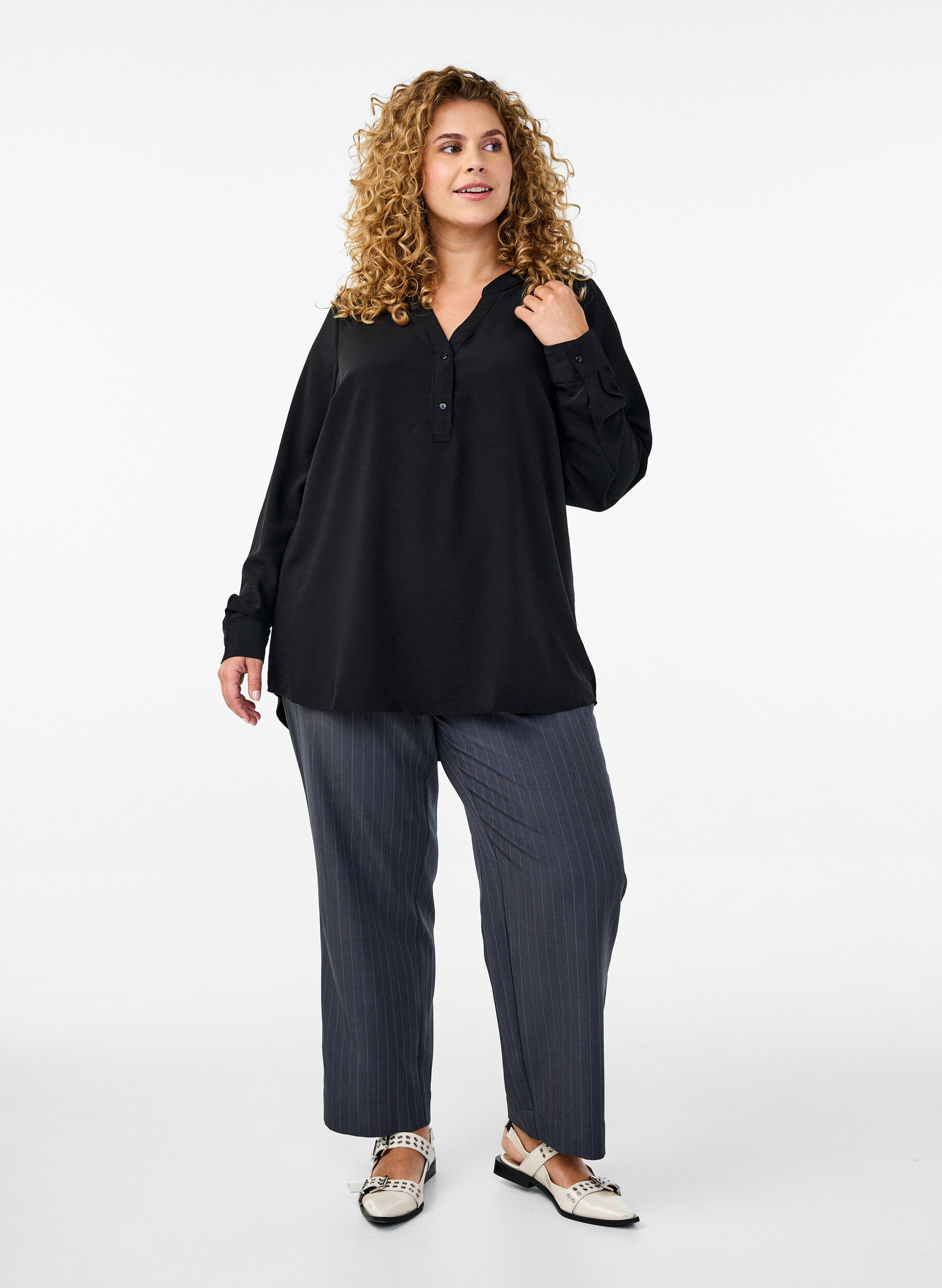 Zizzifashion FLASH - Shirt blouse with long sleeves, Black, Model image number 1
