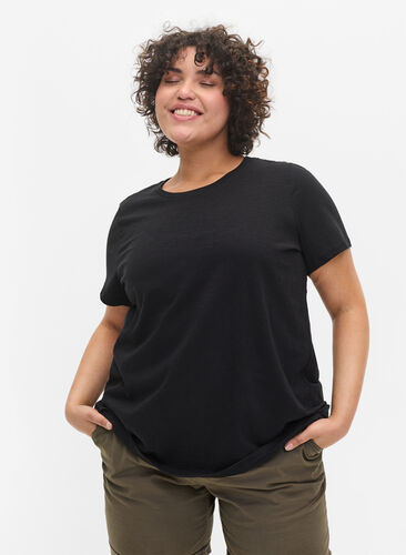 2-pack Short-sleeved T-shirt in Cotton, Black, Model image number 0