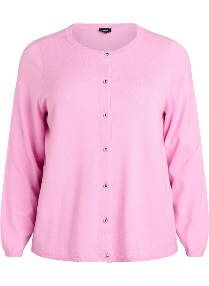 Cardigan with round buttons, Pink, Packshot image number 0