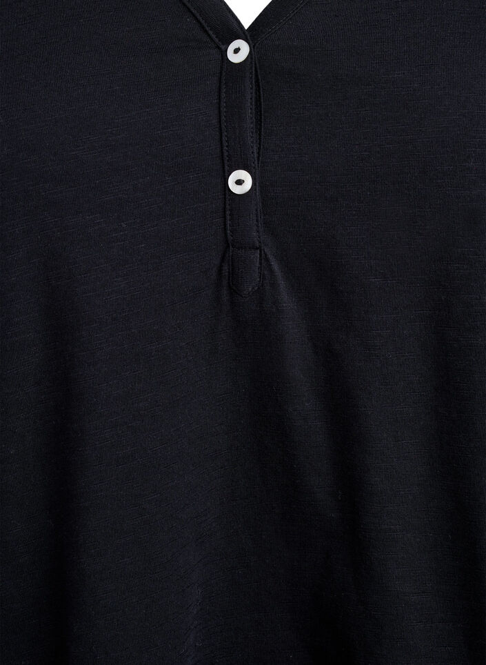 FLASH - T-shirt with button detail, Black, Packshot image number 2