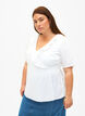 Short sleeve blouse with ruffle detail, White, Model image number 0