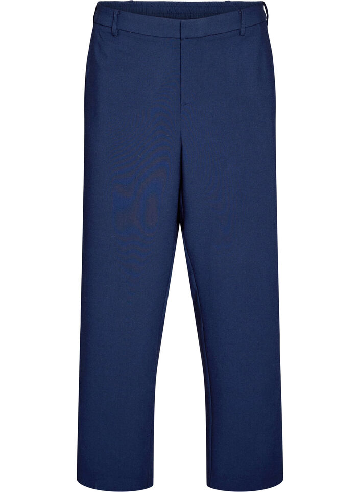 Tailored trousers with a high waist and straight fit, Blue, Packshot image number 0