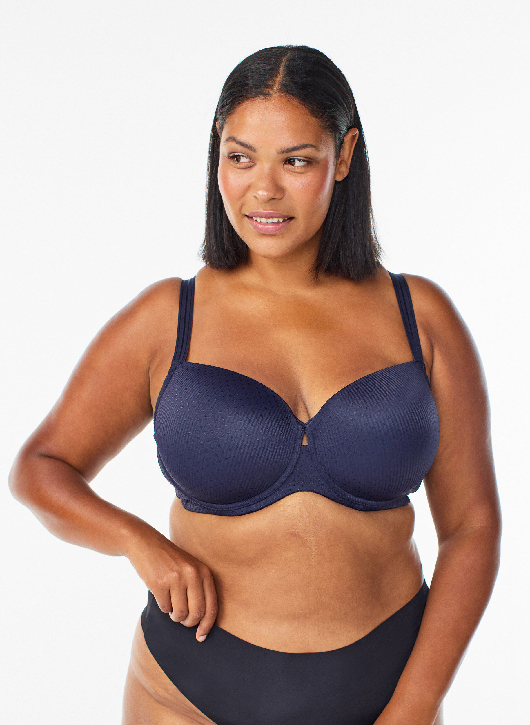 Moulded underwired bra with pattern, Blue, Model