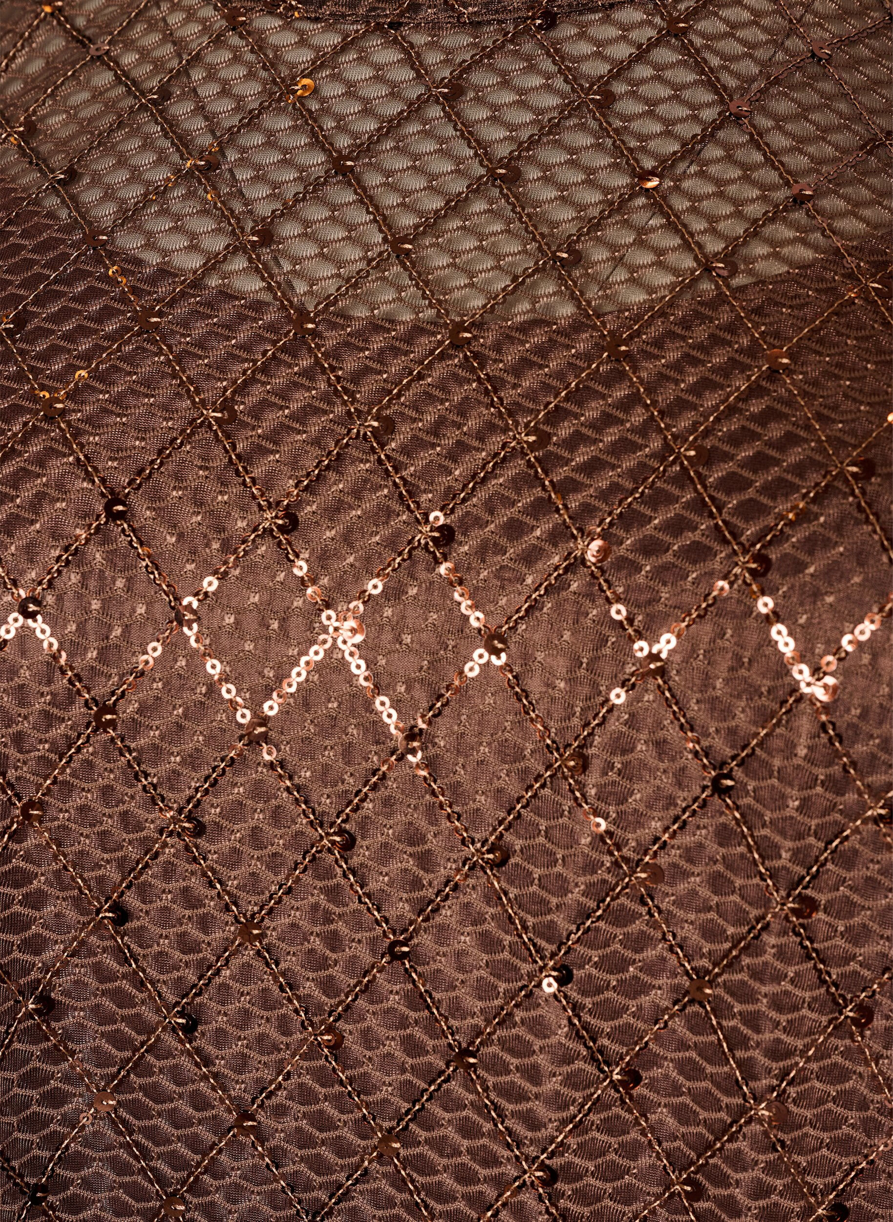 ZizzifashionShort sequin dress with a diamond pattern, Brown, Packshot image number 2
