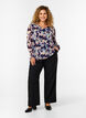 Floral blouse with long sleeves and V-neck, Night Sky AOP Flower, Model image number 2