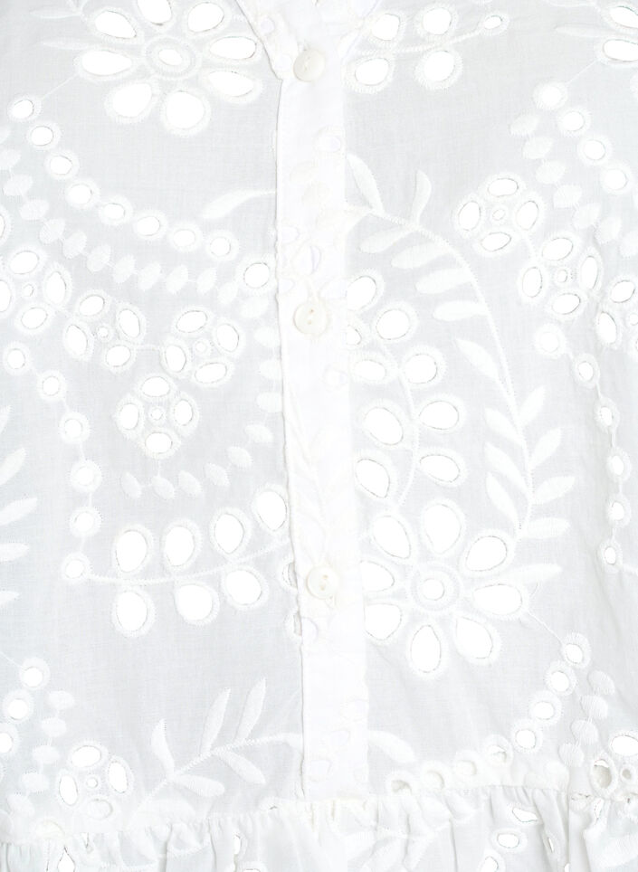 Sleeveless broderie anglaise blouse with ruffles, White, Packshot image number 2