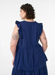 Sleeveless cotton muslin blouse with ruffles, Blue, Model image number 2