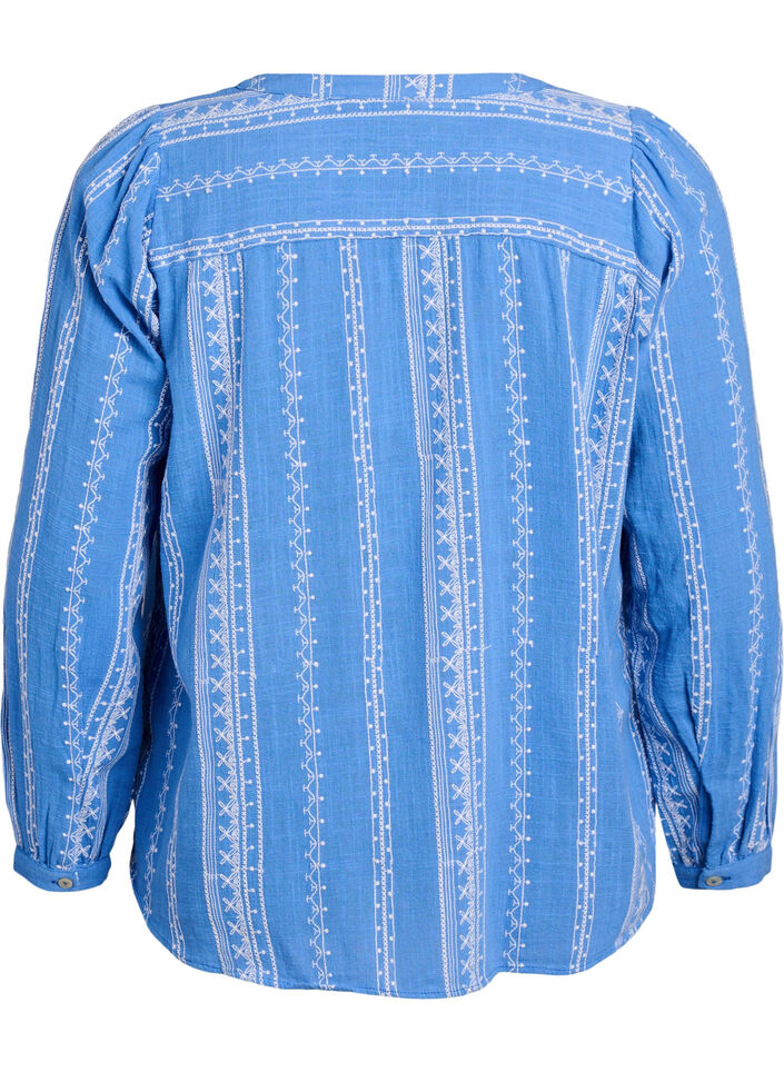 Blouse with embroidered pattern, Blue, Packshot image number 1