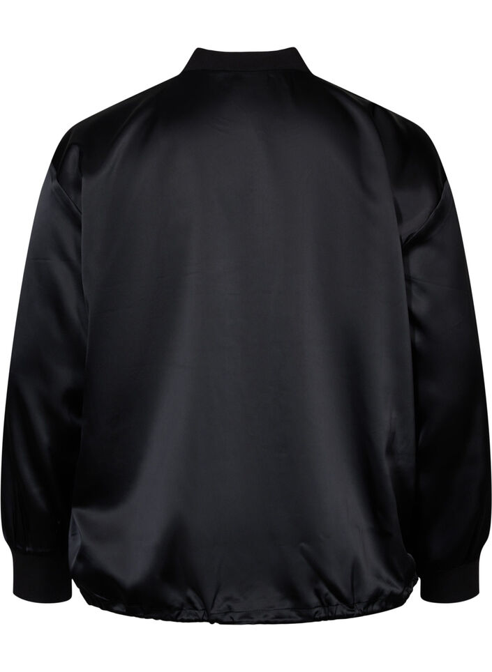 Bomber jacket with zipper and laces, Black, Packshot image number 1