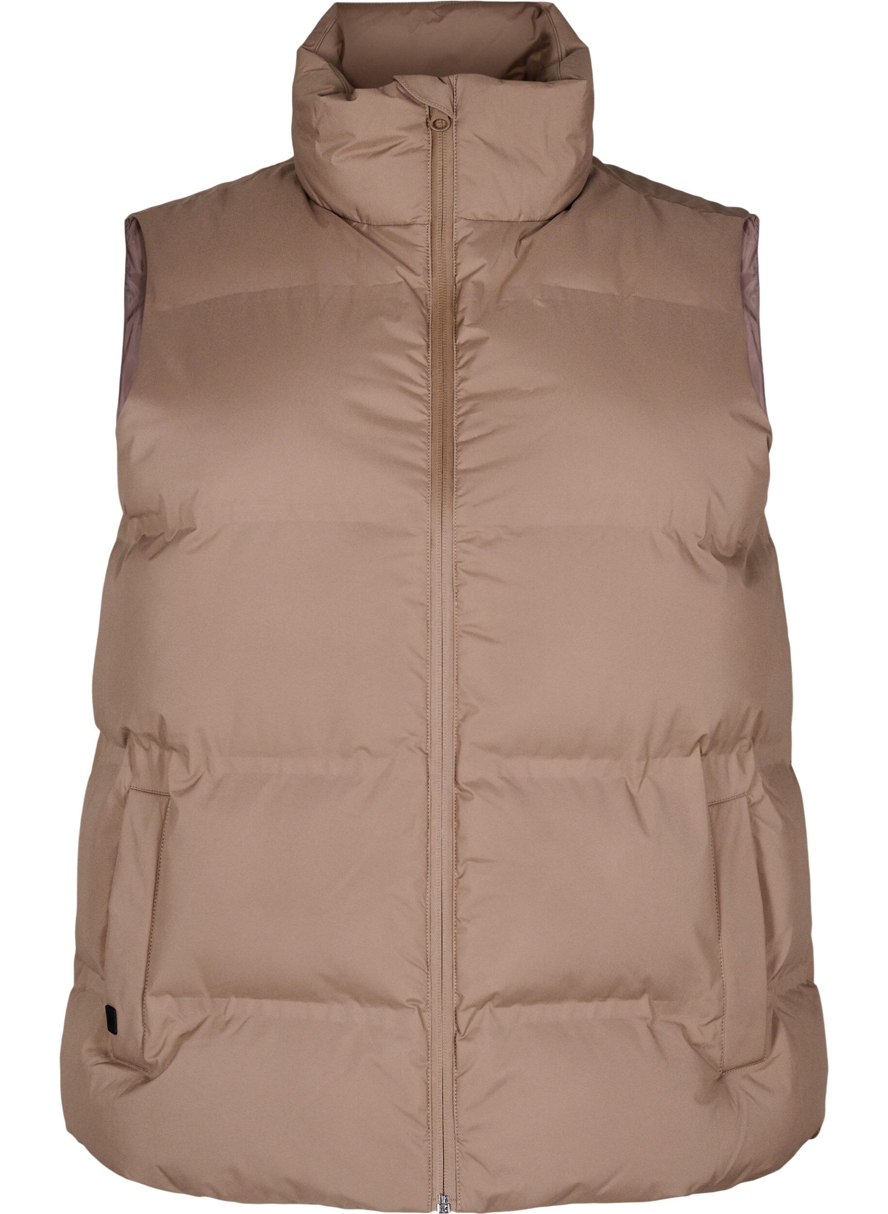 Short puff vest with high collar