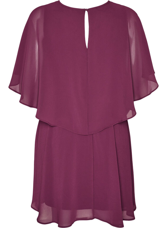 Short chiffon party dress with layered effect, Red, Packshot image number 1