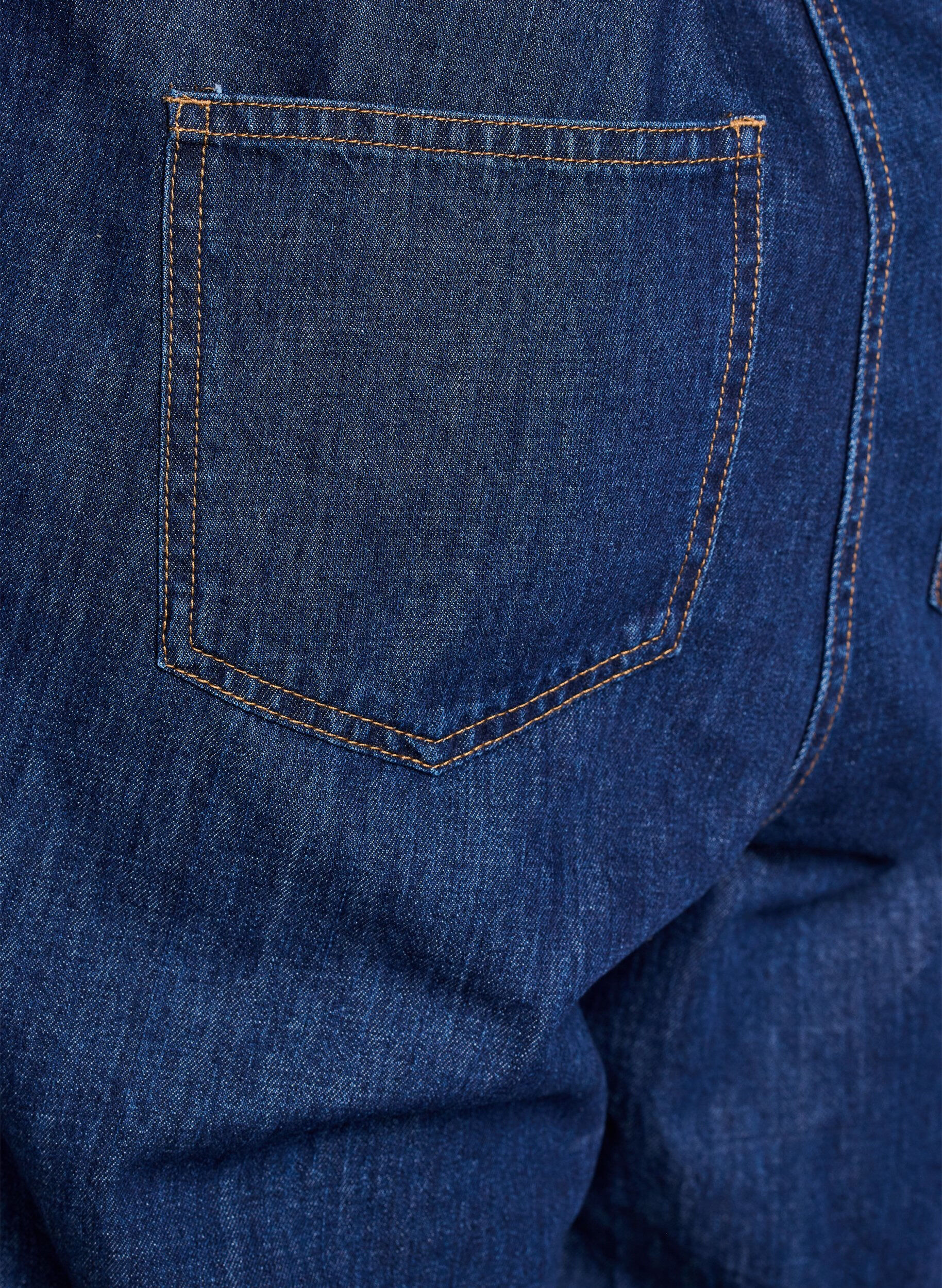 Zizzifashion Denim jumpsuit with short sleeves and a tie belt, Blue, Packshot image number 4