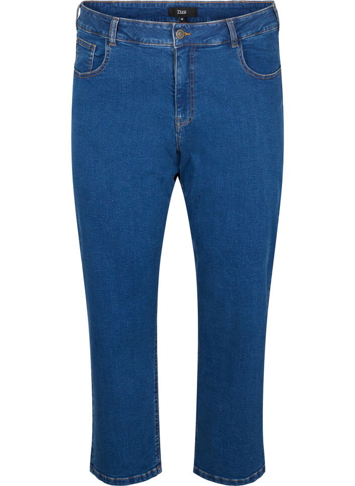 Cropped Vera jeans with straight fit, Blue Denim, Packshot image number 0