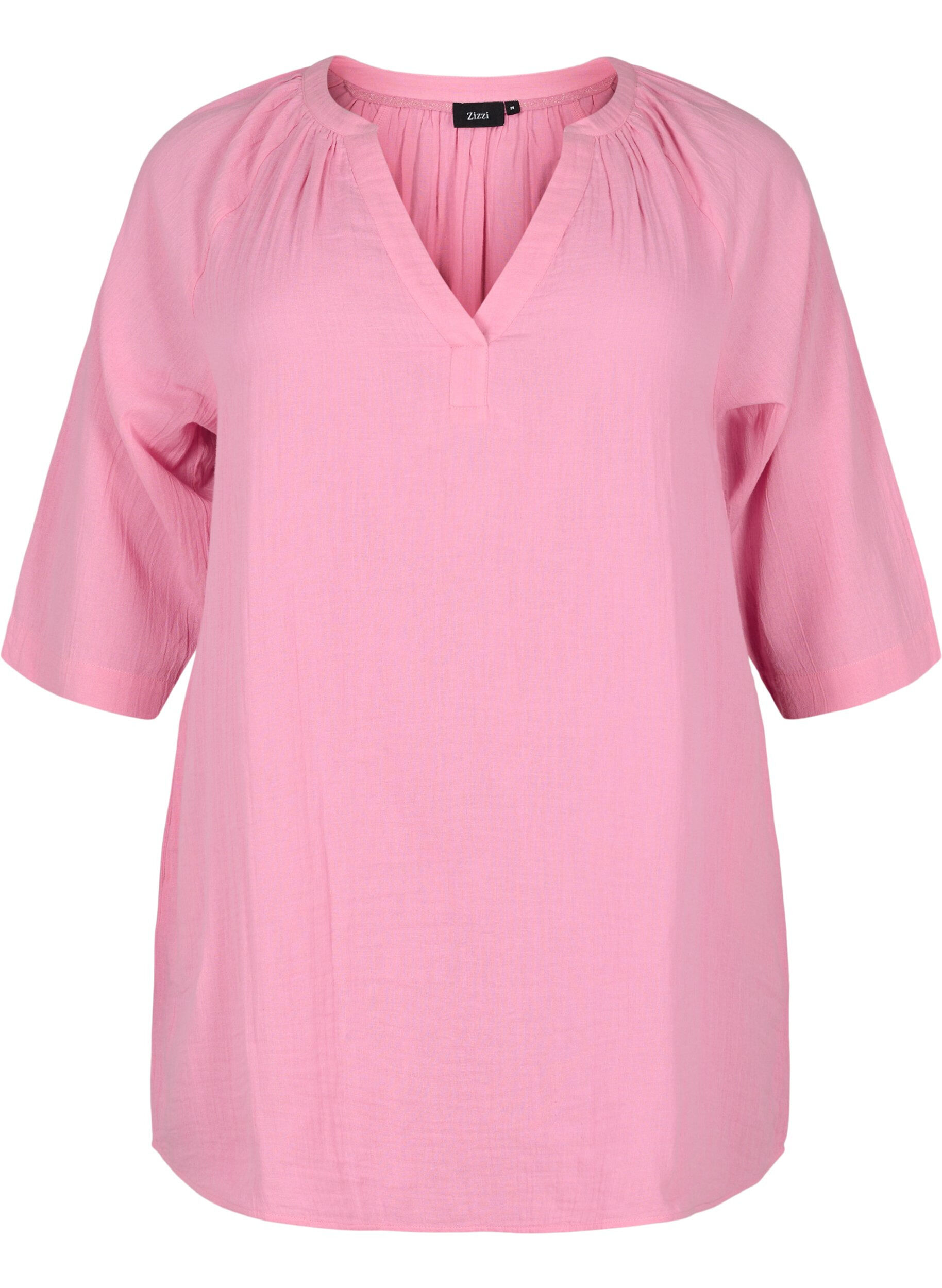 Zizzifashion 3/4 sleeve tunic in cotton, Rosebloom, Packshot image number 0