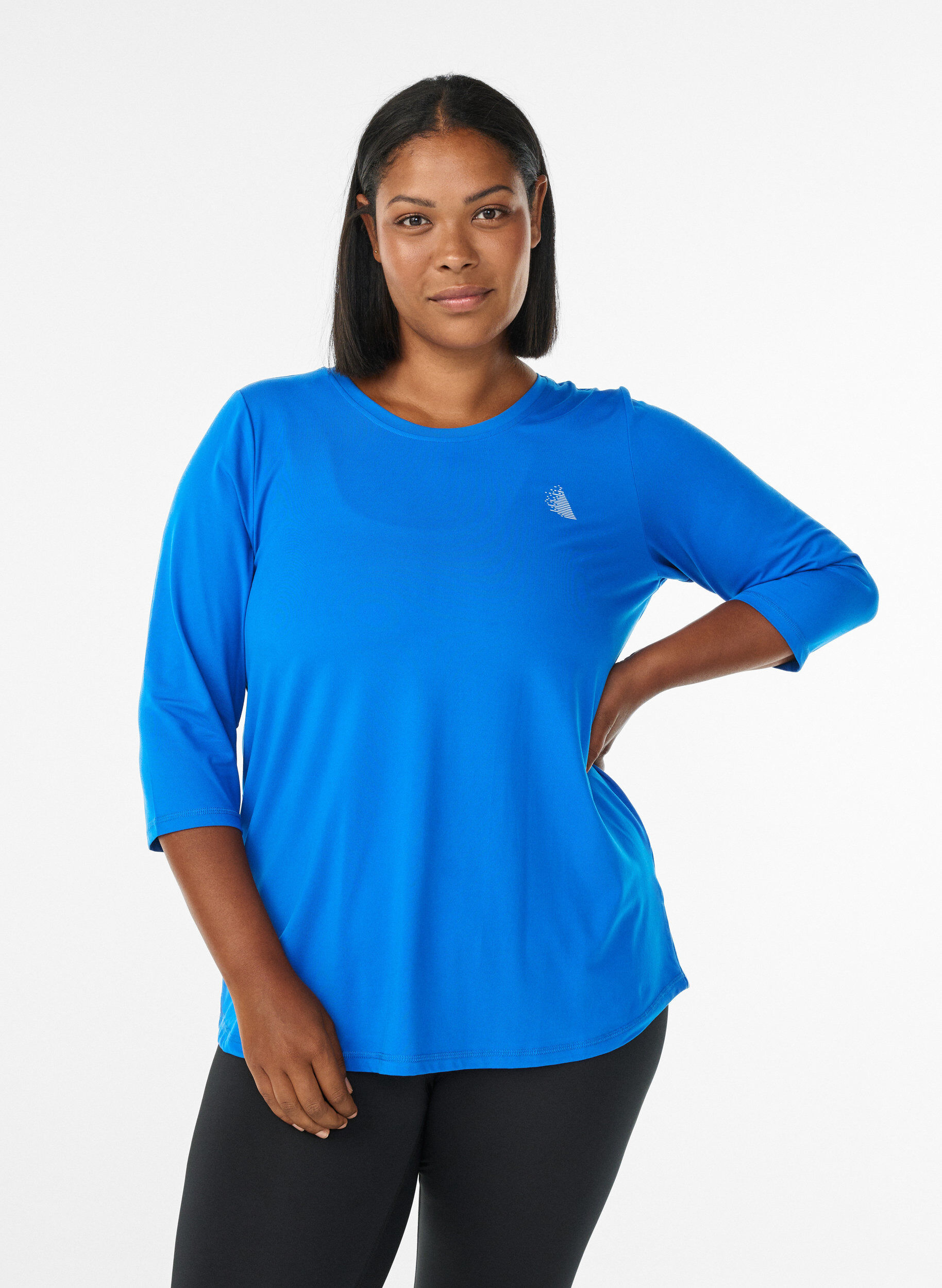 ZizzifashionWorkout top with 3/4 sleeves, Blue, Model image number 0