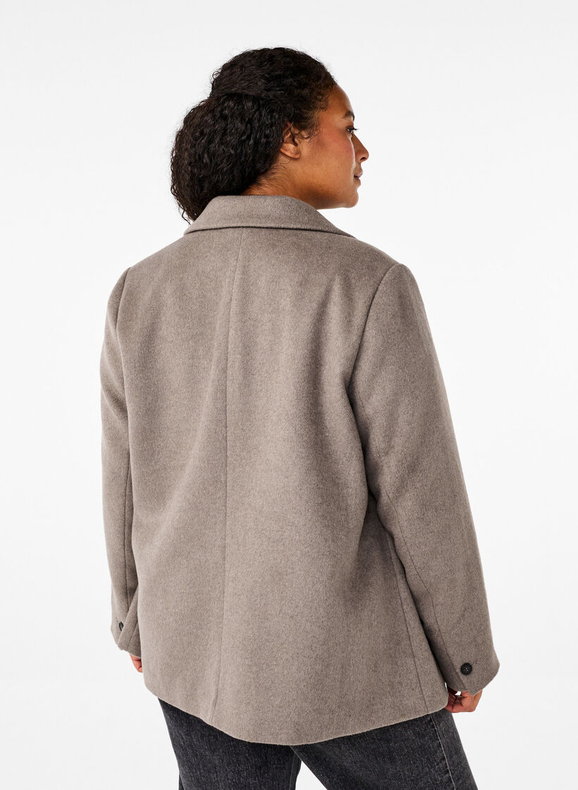 Wool blazer with brushed texture, Grey, Model image number 2