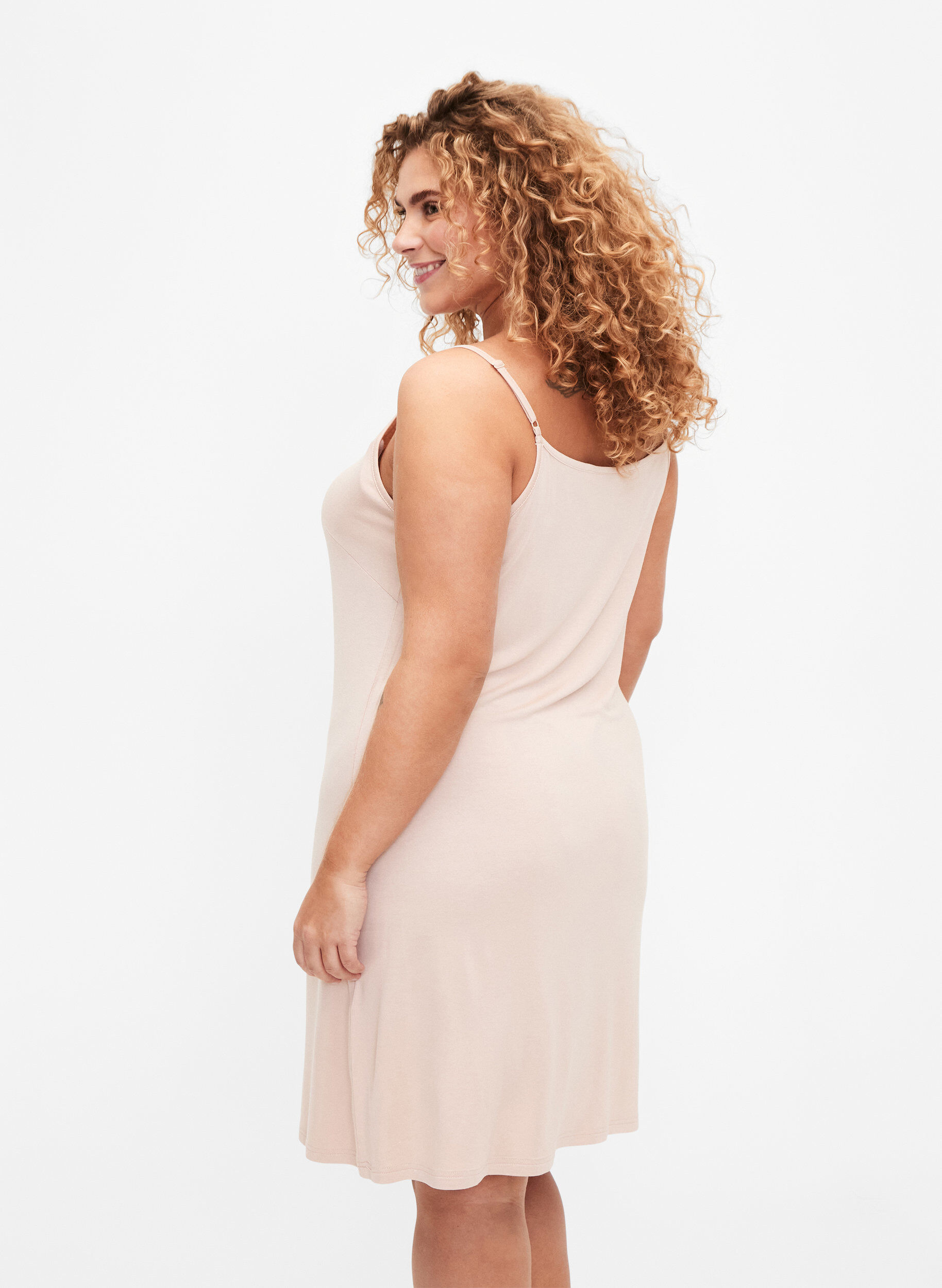ZizzifashionPlain-coloured slip dress in viscose, Vanilla, Model image number 2