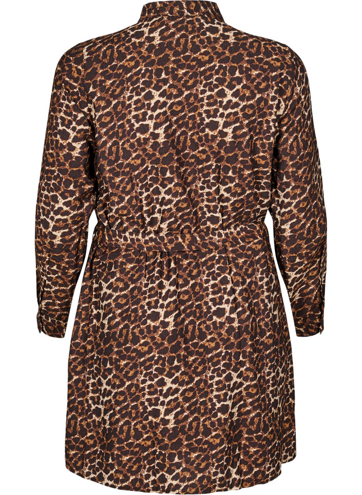 Shirt dress with tie belt and long sleeves, Brown, Packshot image number 1