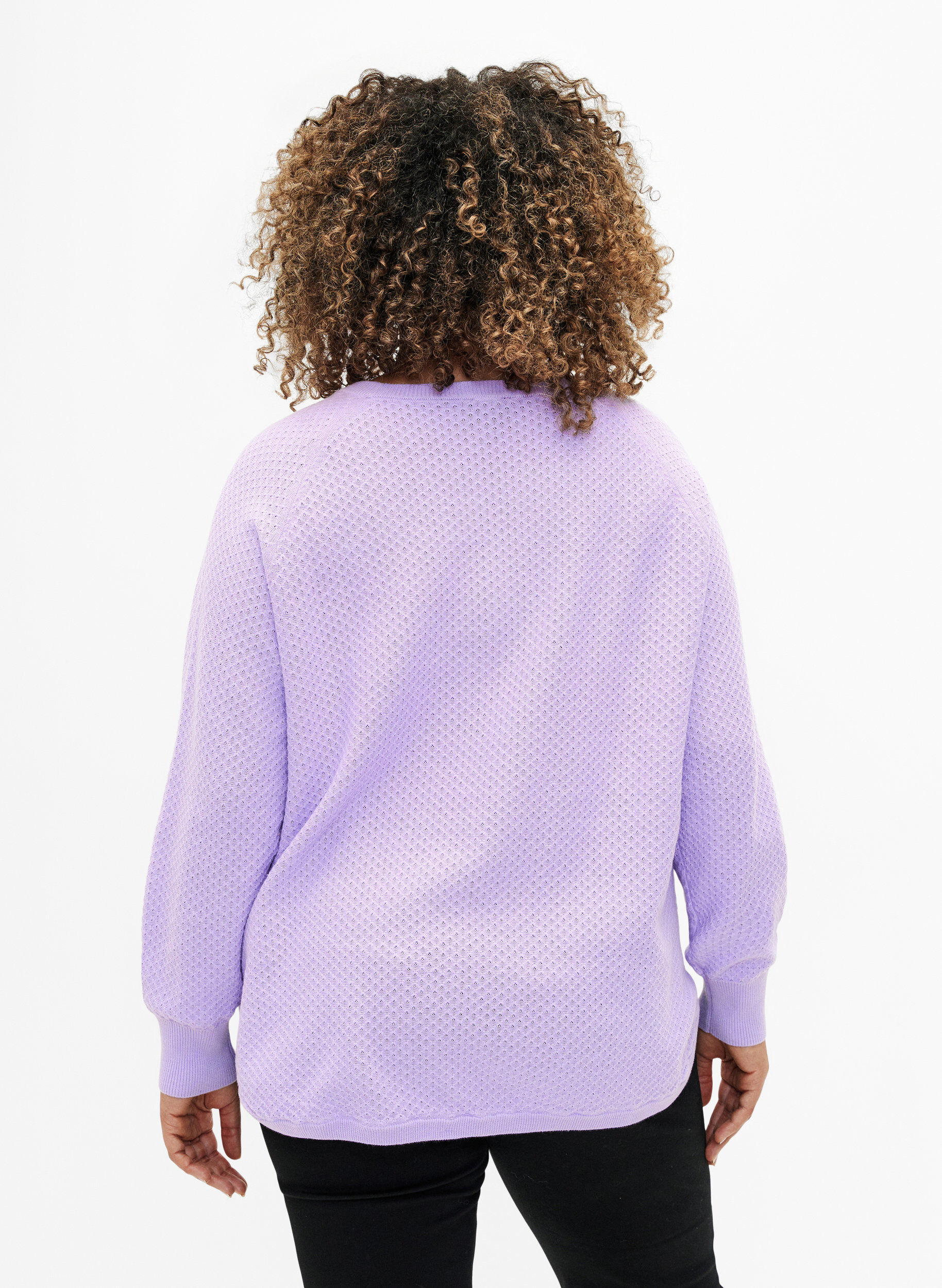 Zizzifashion Pullover in organic cotton with texture pattern, Lavender, Model image number 1